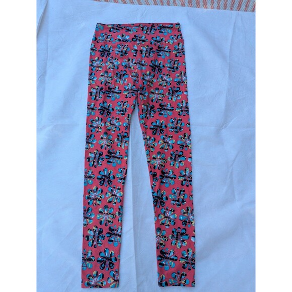 Flower print pink and blue LuLaRoe leggings - Picture 4 of 4